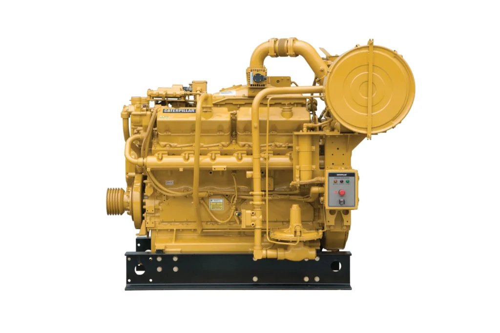 Motor de compresión de gas G3412C de Caterpillar, eficiente y diseñado para bajas emisiones en aplicaciones industriales.
