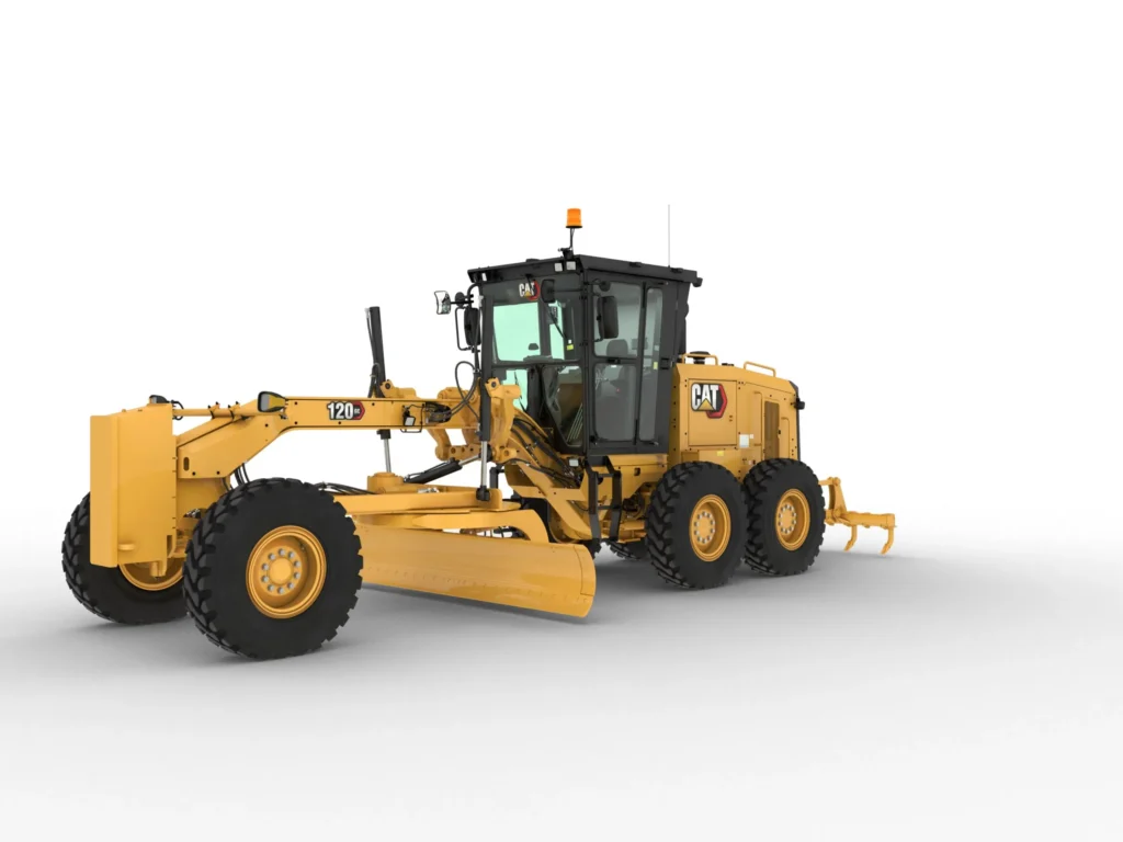 Motoniveladora 120 GC de Caterpillar, precisión y eficiencia para nivelación en proyectos de construcción.
