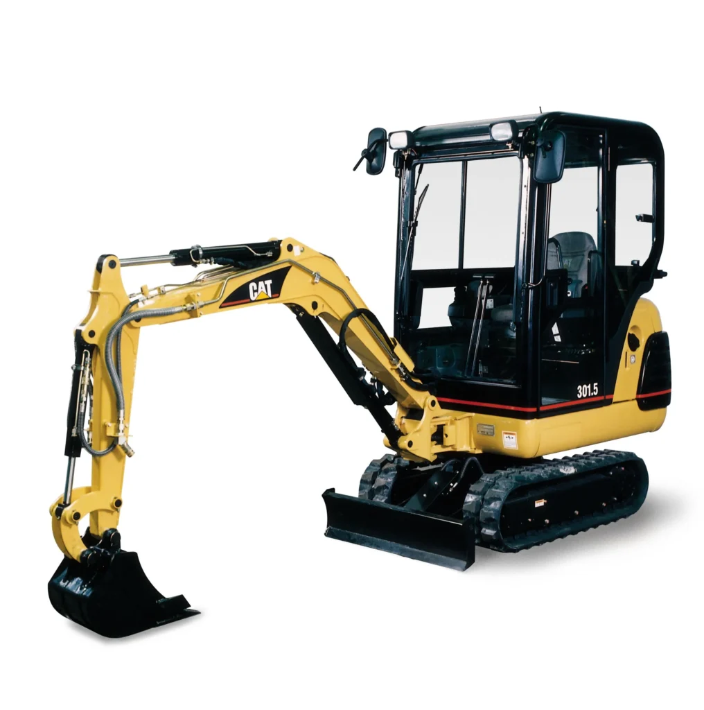 Miniexcavadora hidráulica 301.5 de Caterpillar, compacta y precisa, perfecta para espacios reducidos.